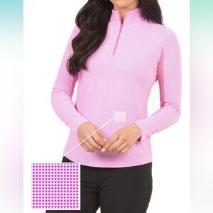 IBKUL Athleisure Wear Sun Protective UPF Cooling Pink Gingham Long Sleeve L